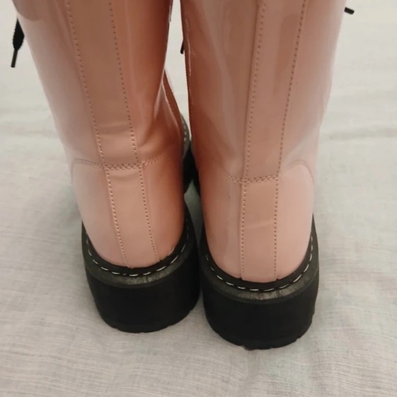 SHEIN Glossy Pink Combat Boots - Picture 4 of 5